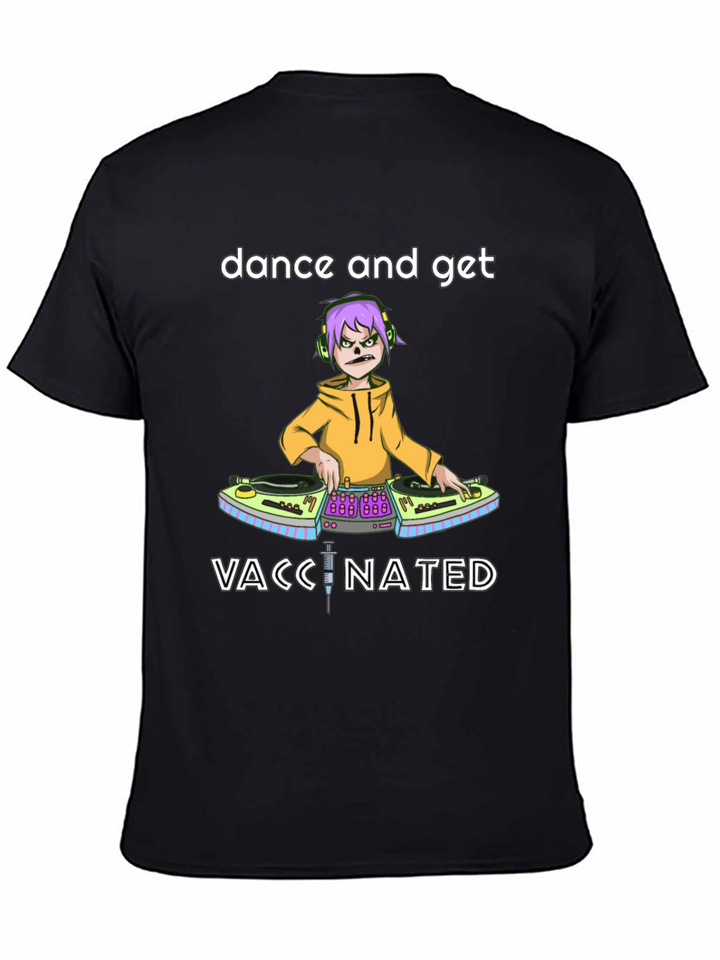 Dance and Get Vaccinated Black Graphic Tee