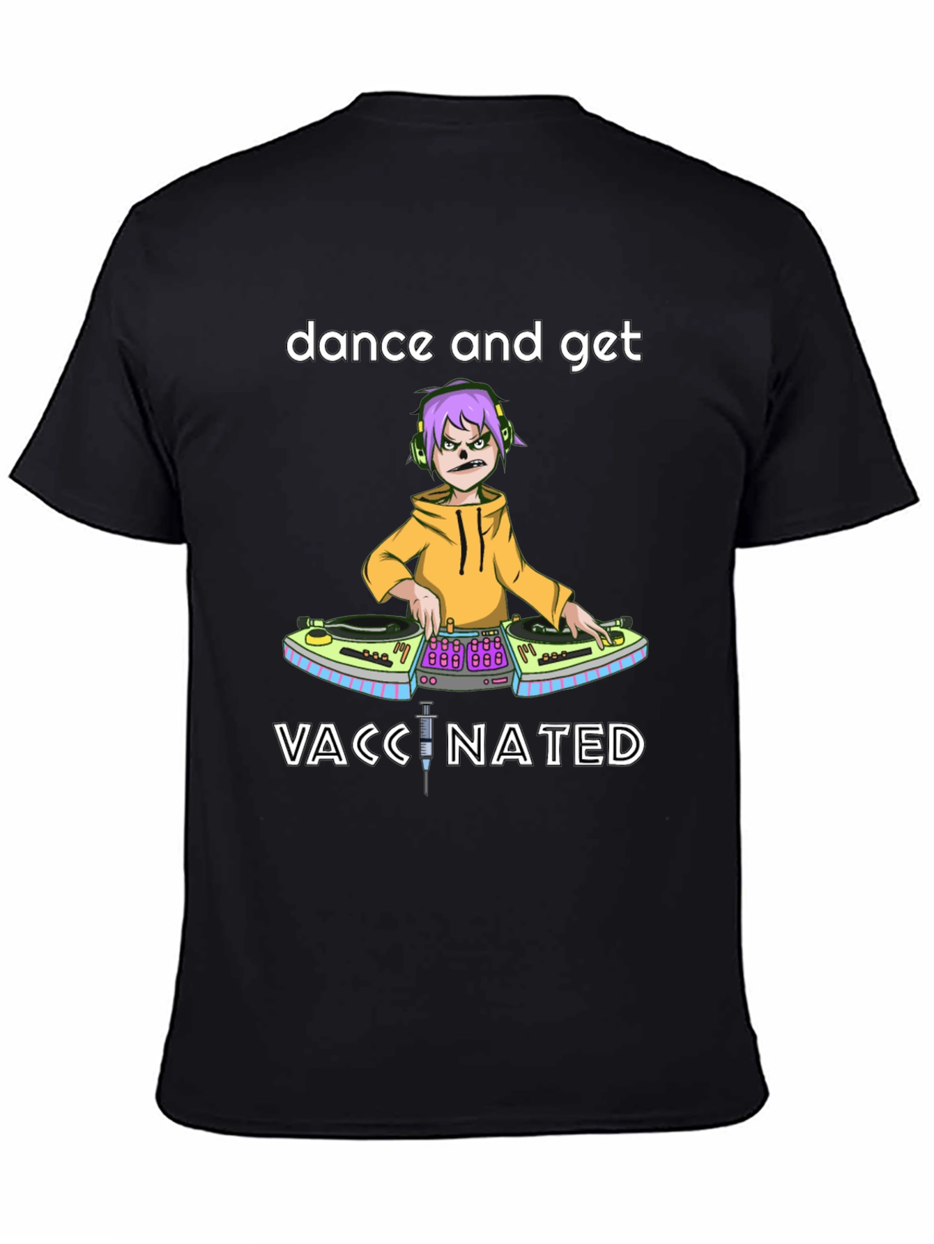 Dance and Get Vaccinated Black Graphic Tee