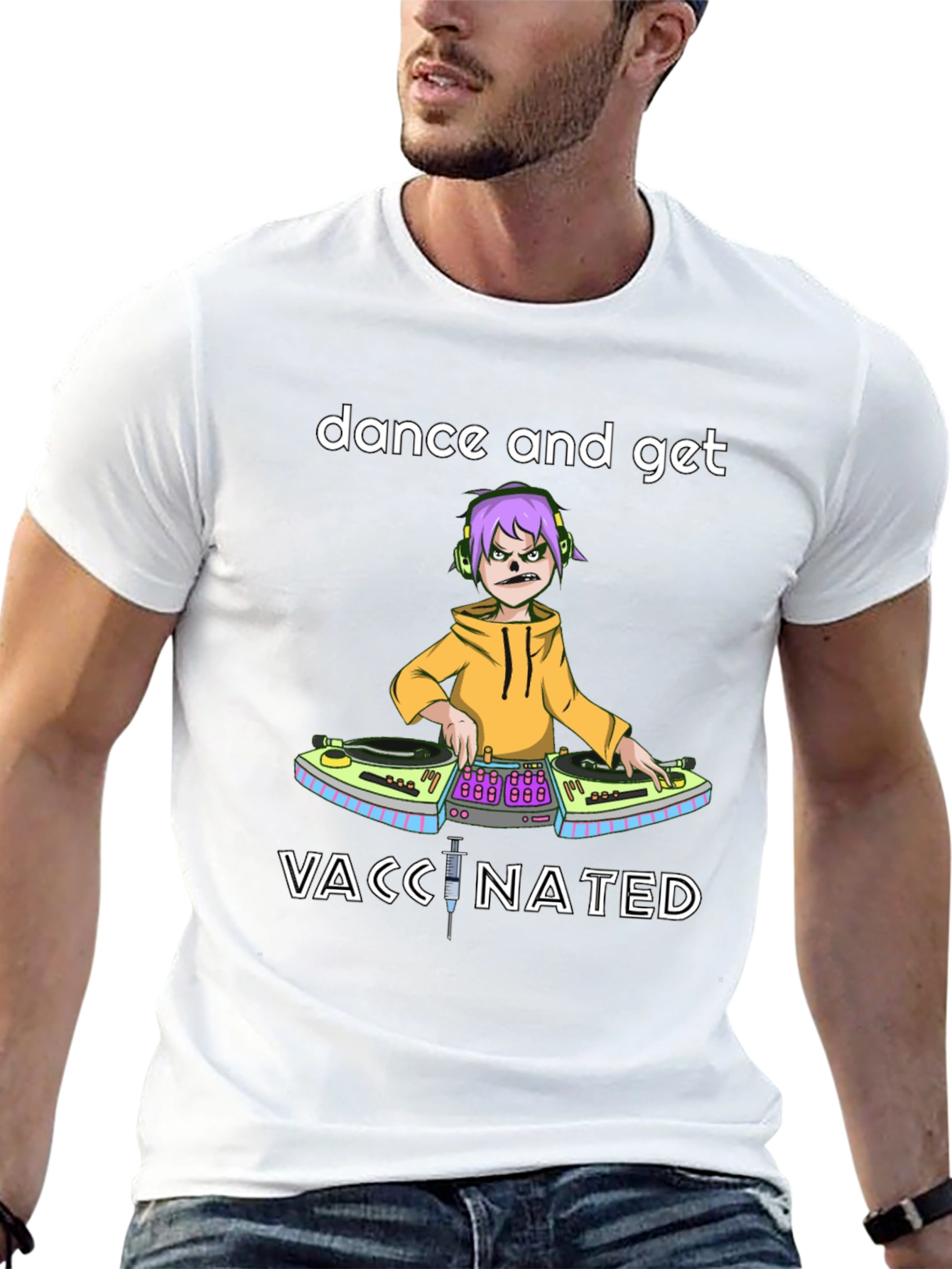 Dance and Get Vaccinated Black Graphic Tee