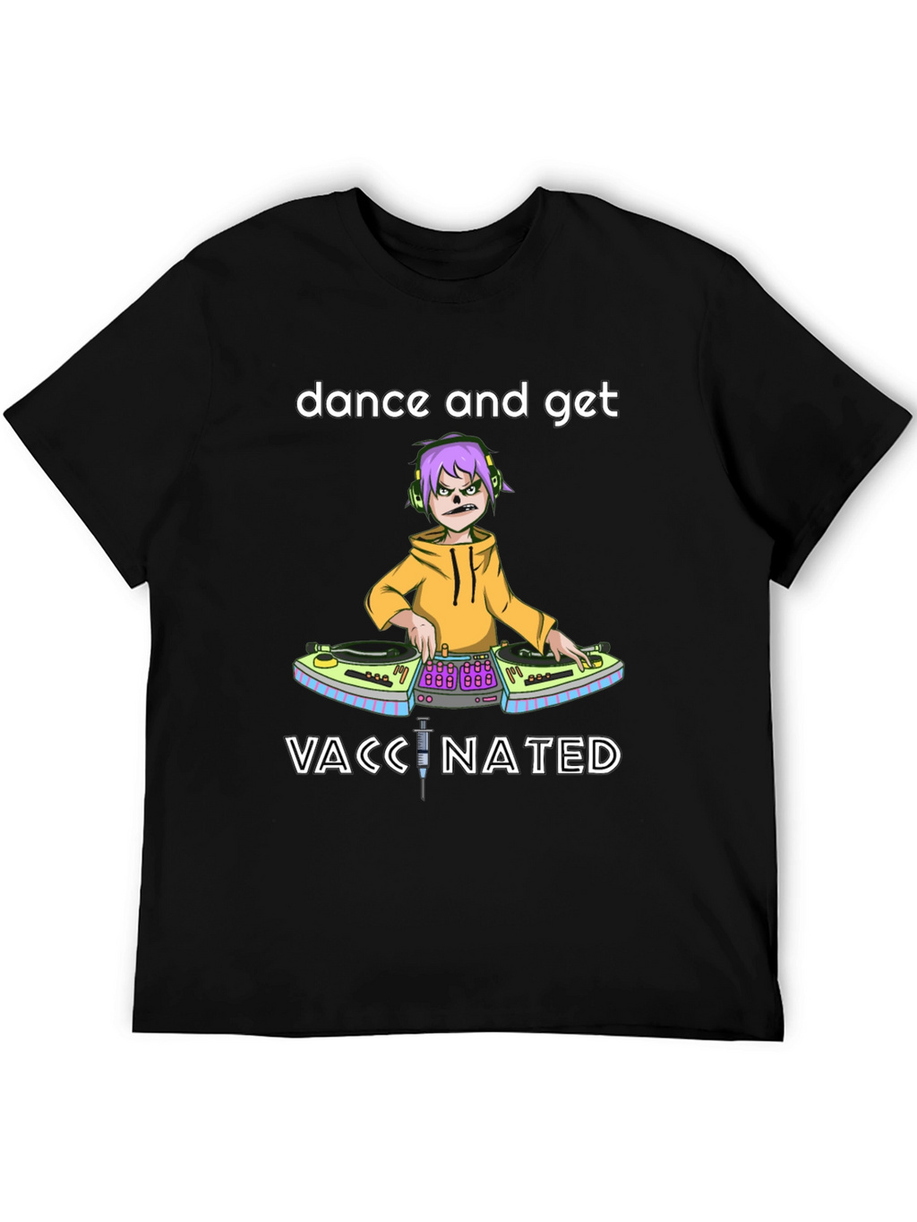 Dance and Get Vaccinated Black Graphic Tee