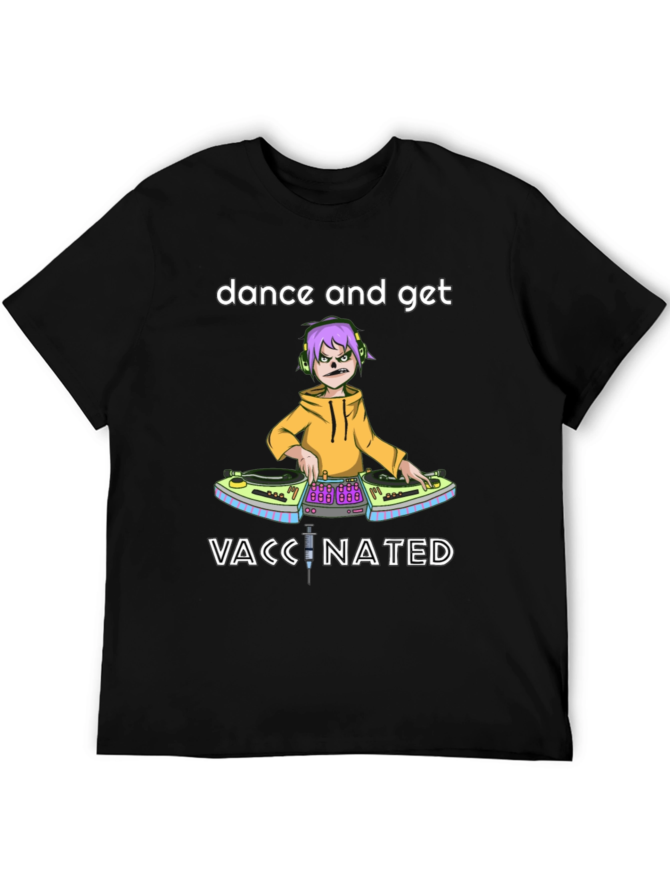 Dance and Get Vaccinated Black Graphic Tee