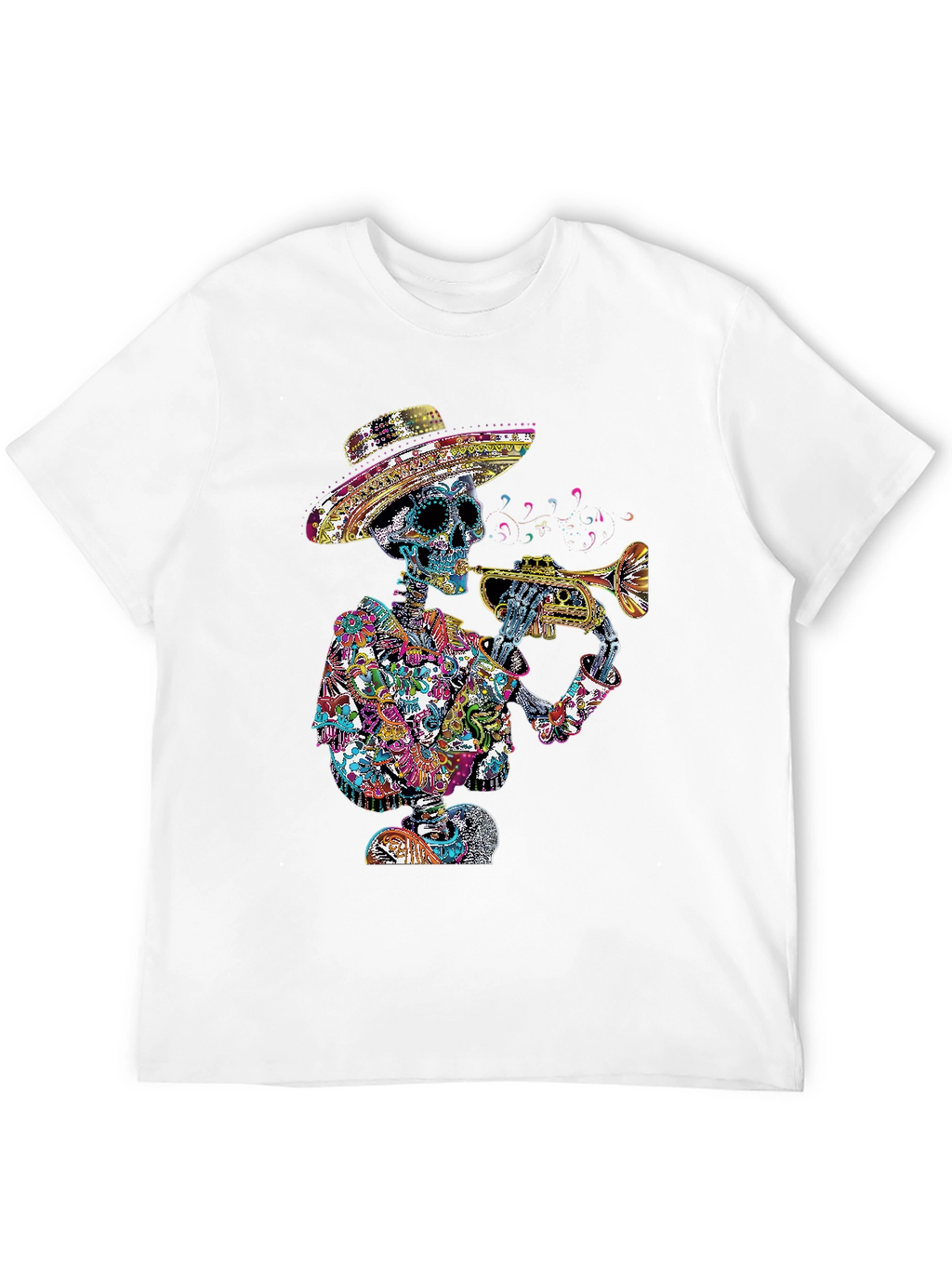 Day of the Dead Skeleton Trumpet T-Shirt