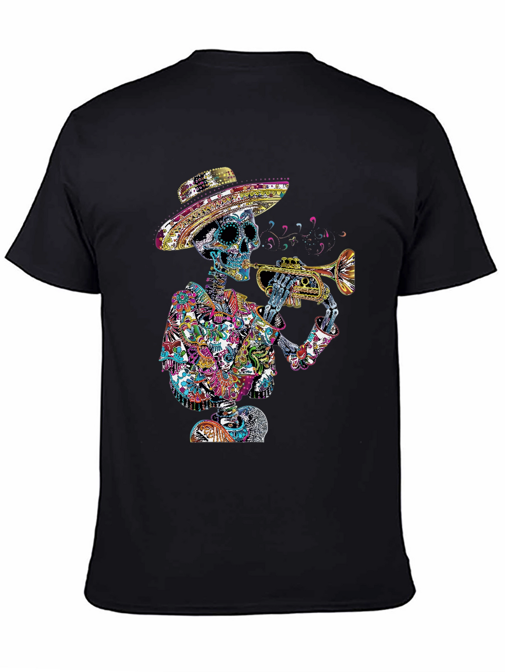 Day of the Dead Skeleton Trumpet T-Shirt