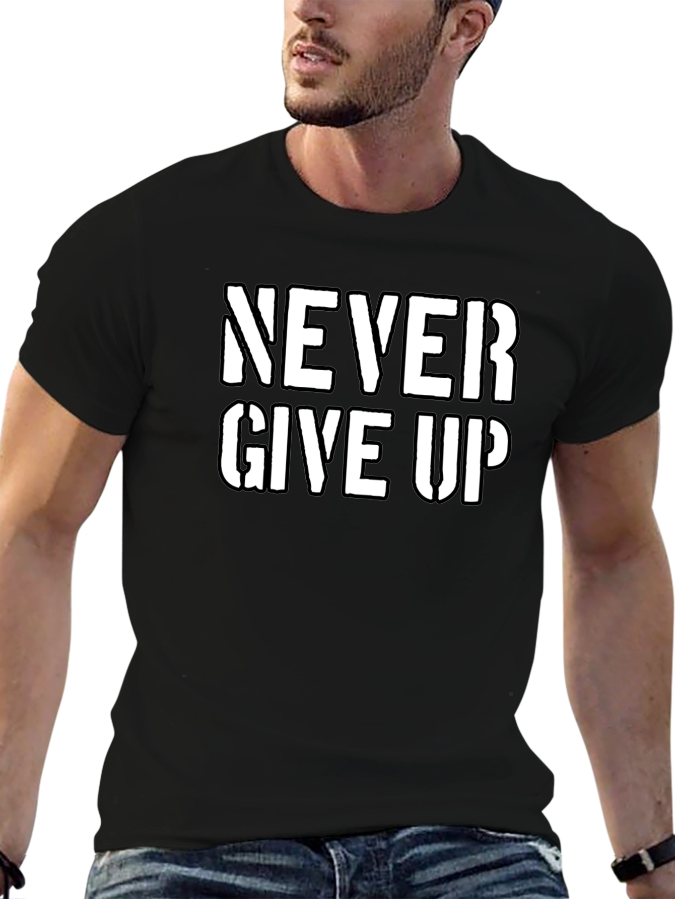 Never Give Up Graphic Tee - Motivational Shirt