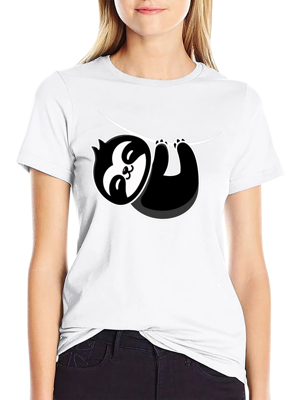 Cool Sloth Hanging Graphic T-Shirt - Black