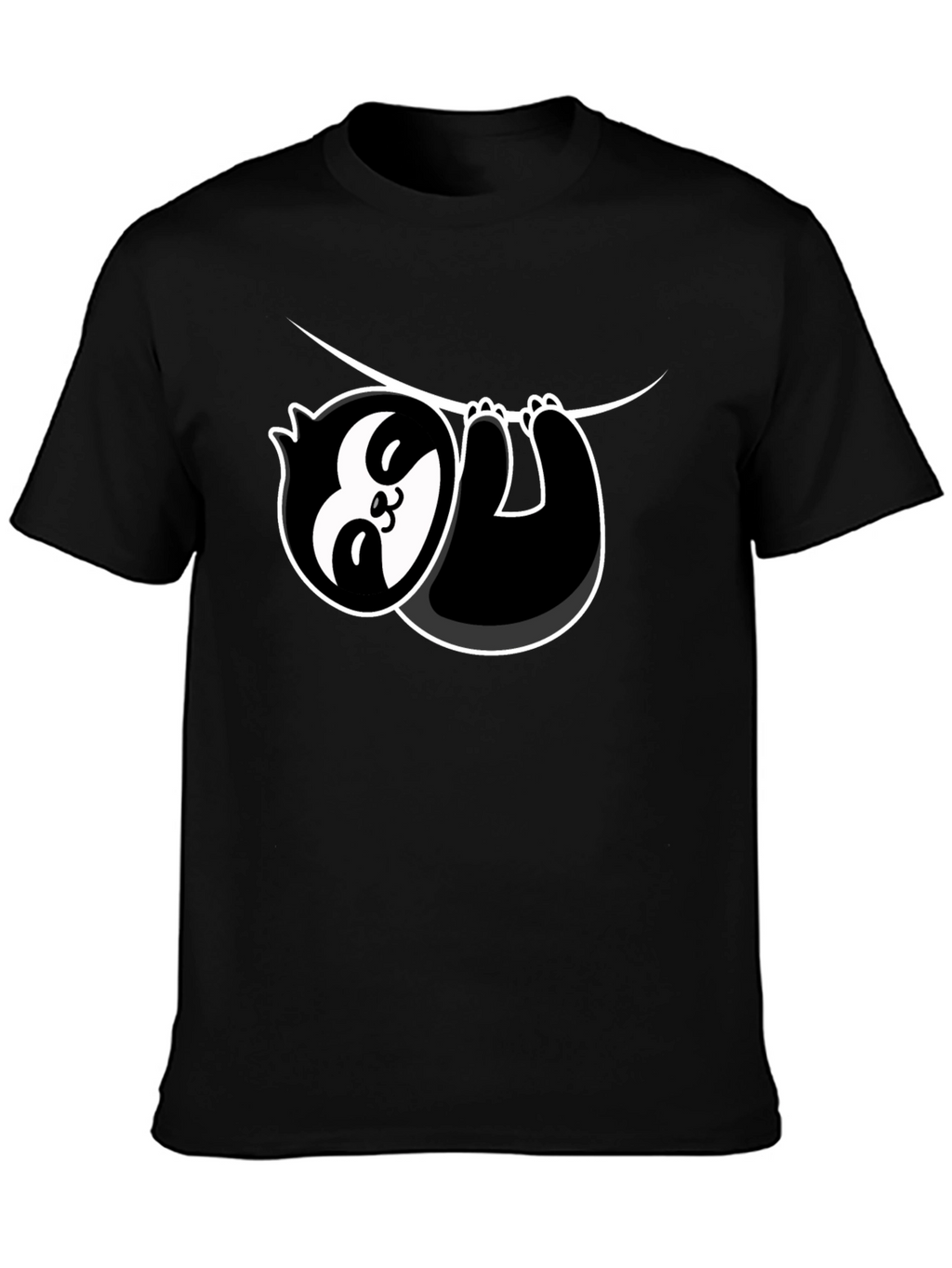 Cool Sloth Hanging Graphic T-Shirt - Black