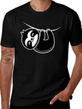 Cool Sloth Hanging Graphic T-Shirt - Black