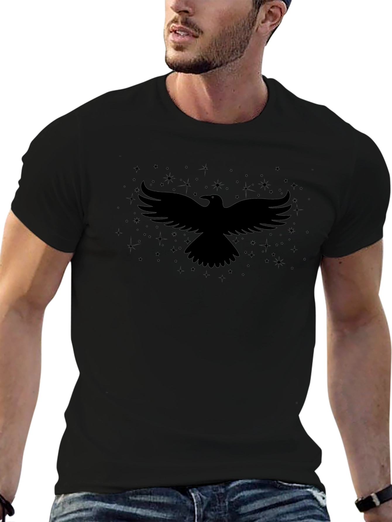 Raven Silhouette T-Shirt - Black Bird Graphic Tee