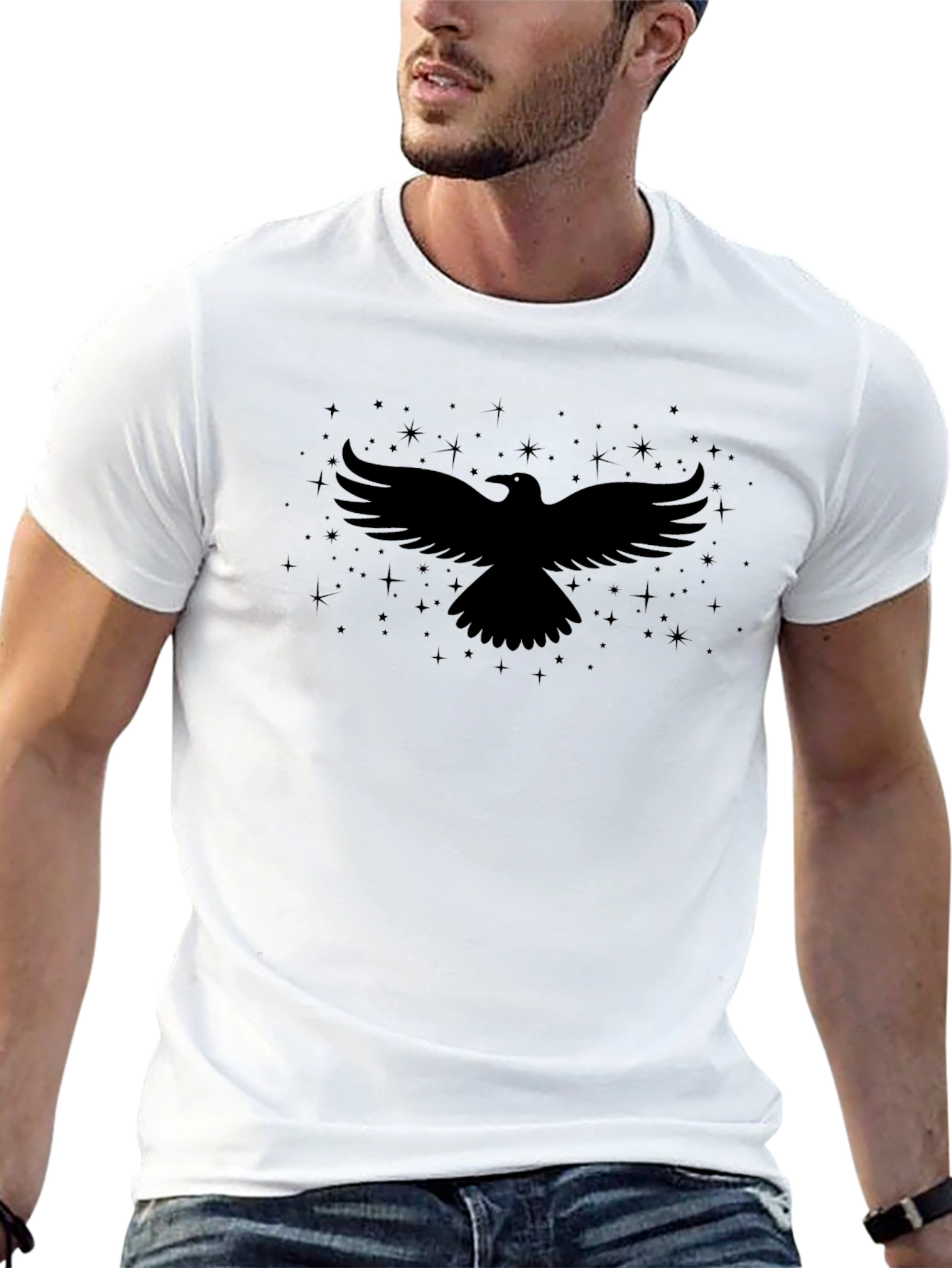 Raven Silhouette T-Shirt - Black Bird Graphic Tee