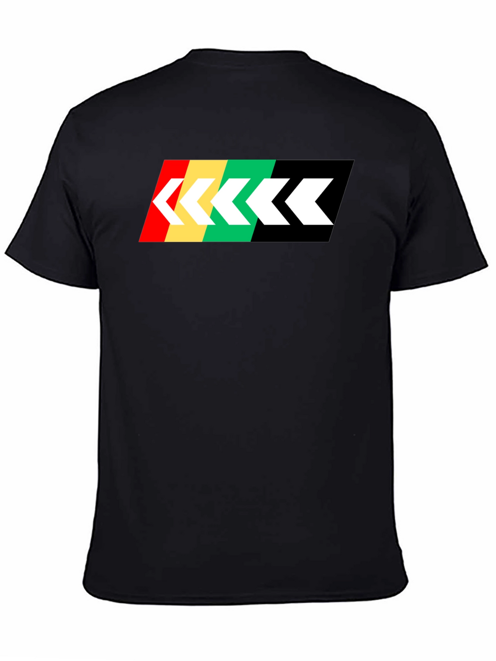 Retro Stripe Arrow Graphic Tee - Black Cotton T-Shirt