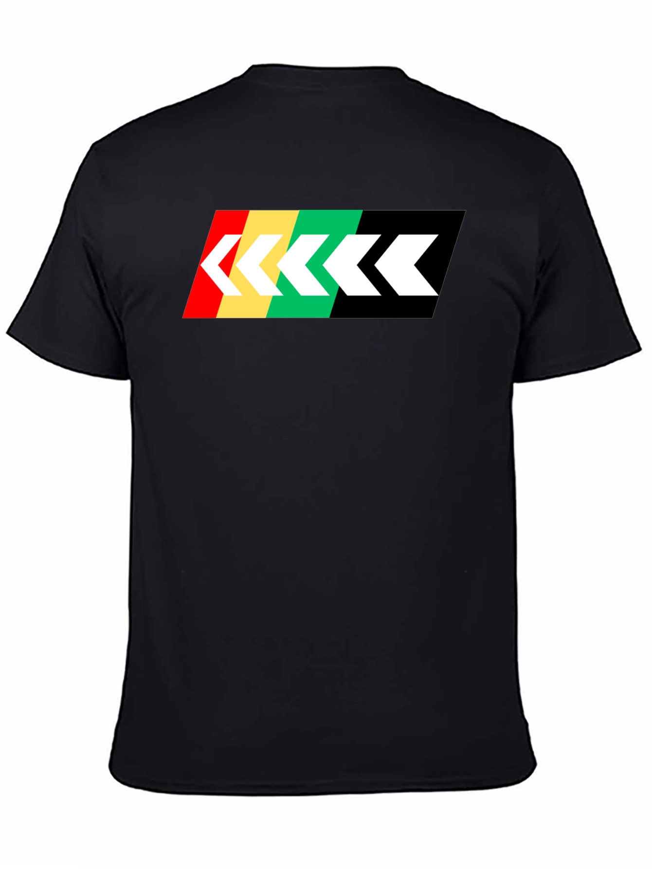 Retro Stripe Arrow Graphic Tee - Black Cotton T-Shirt