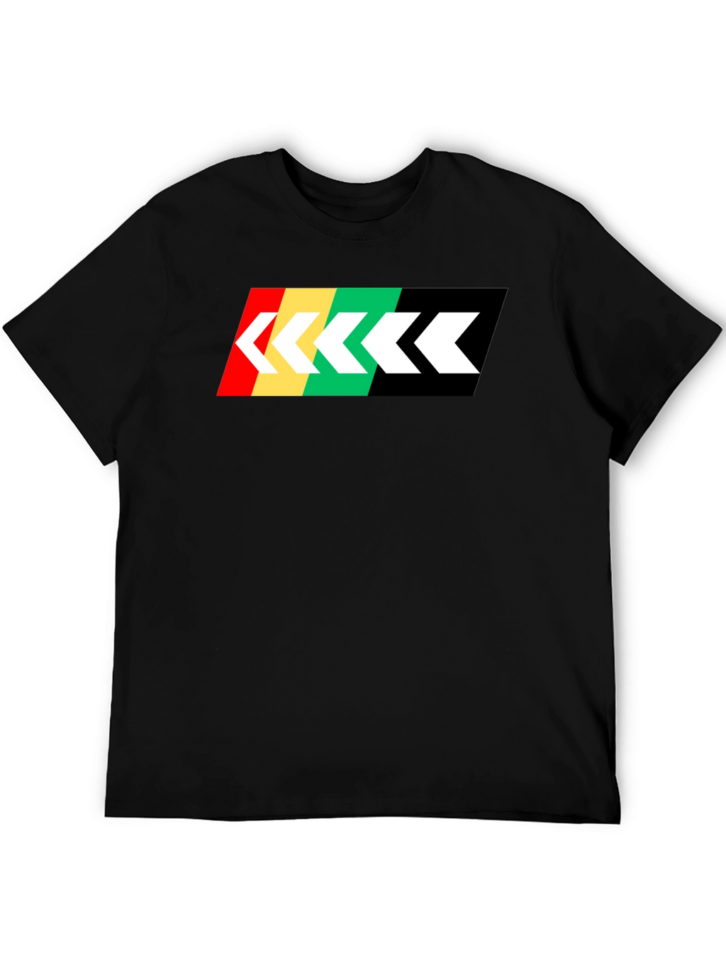 Retro Stripe Arrow Graphic Tee - Black Cotton T-Shirt
