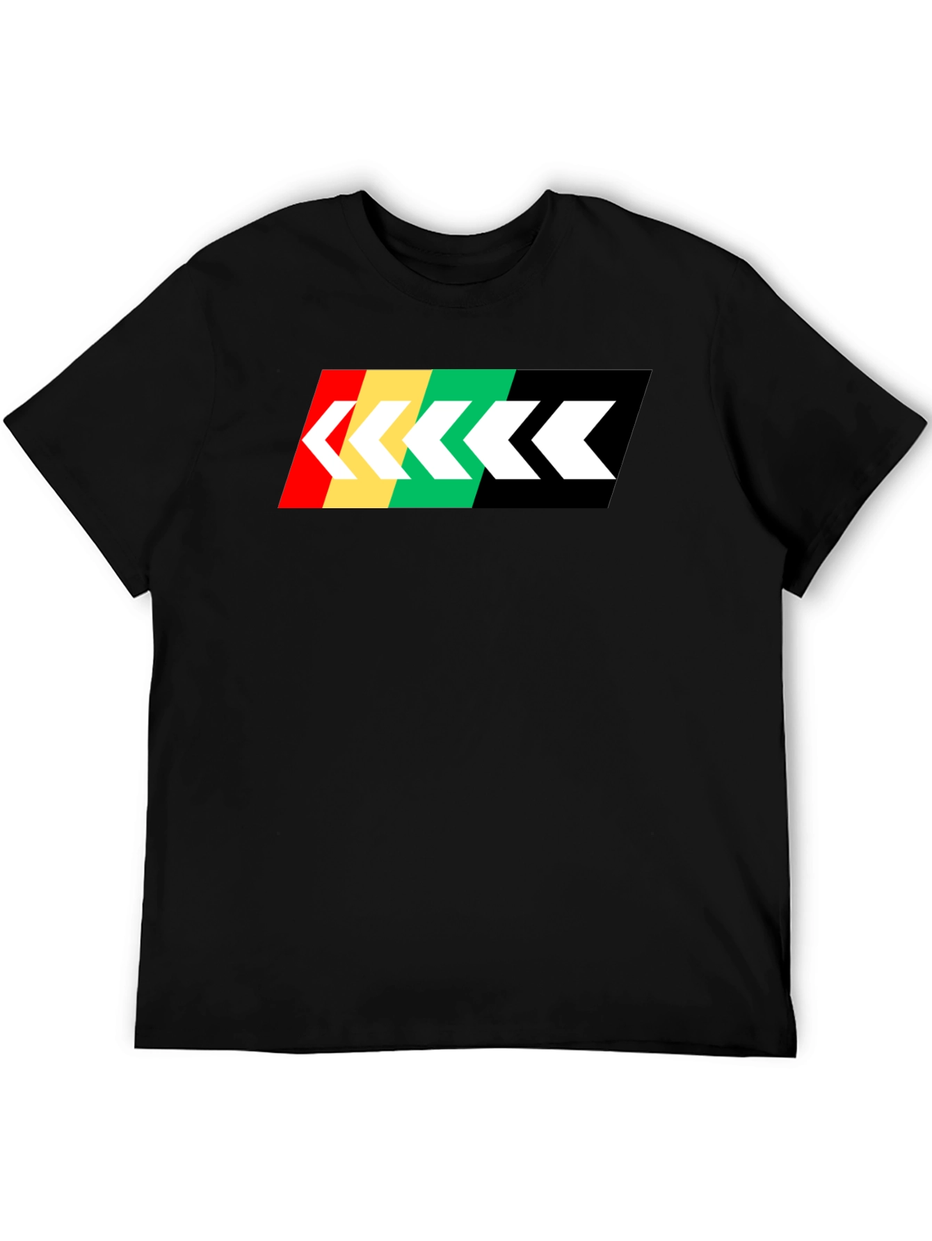 Retro Stripe Arrow Graphic Tee - Black Cotton T-Shirt