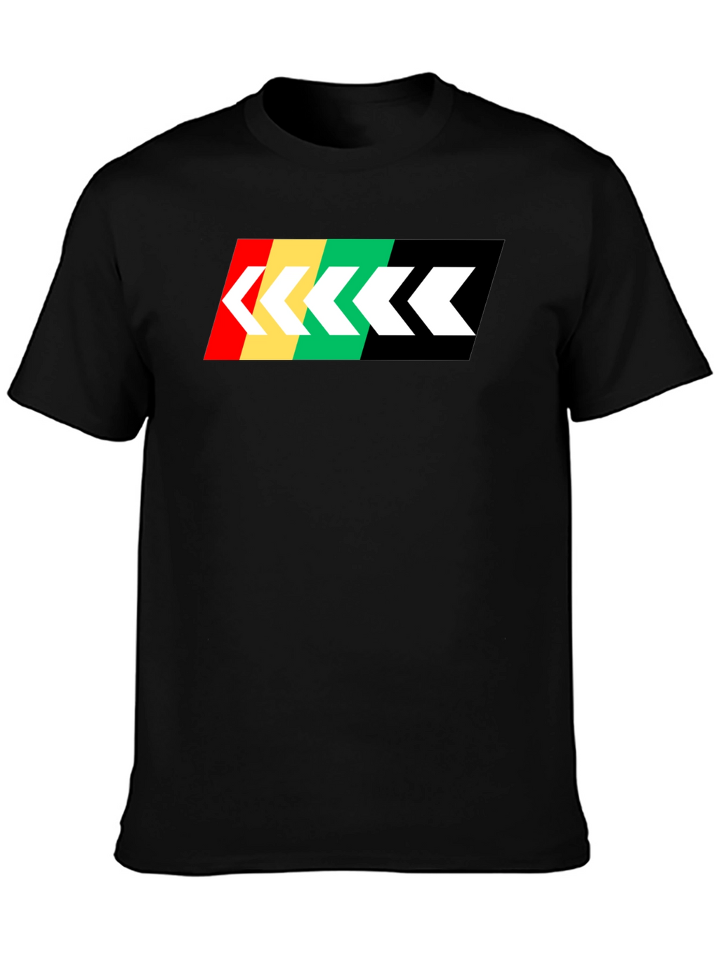 Retro Stripe Arrow Graphic Tee - Black Cotton T-Shirt