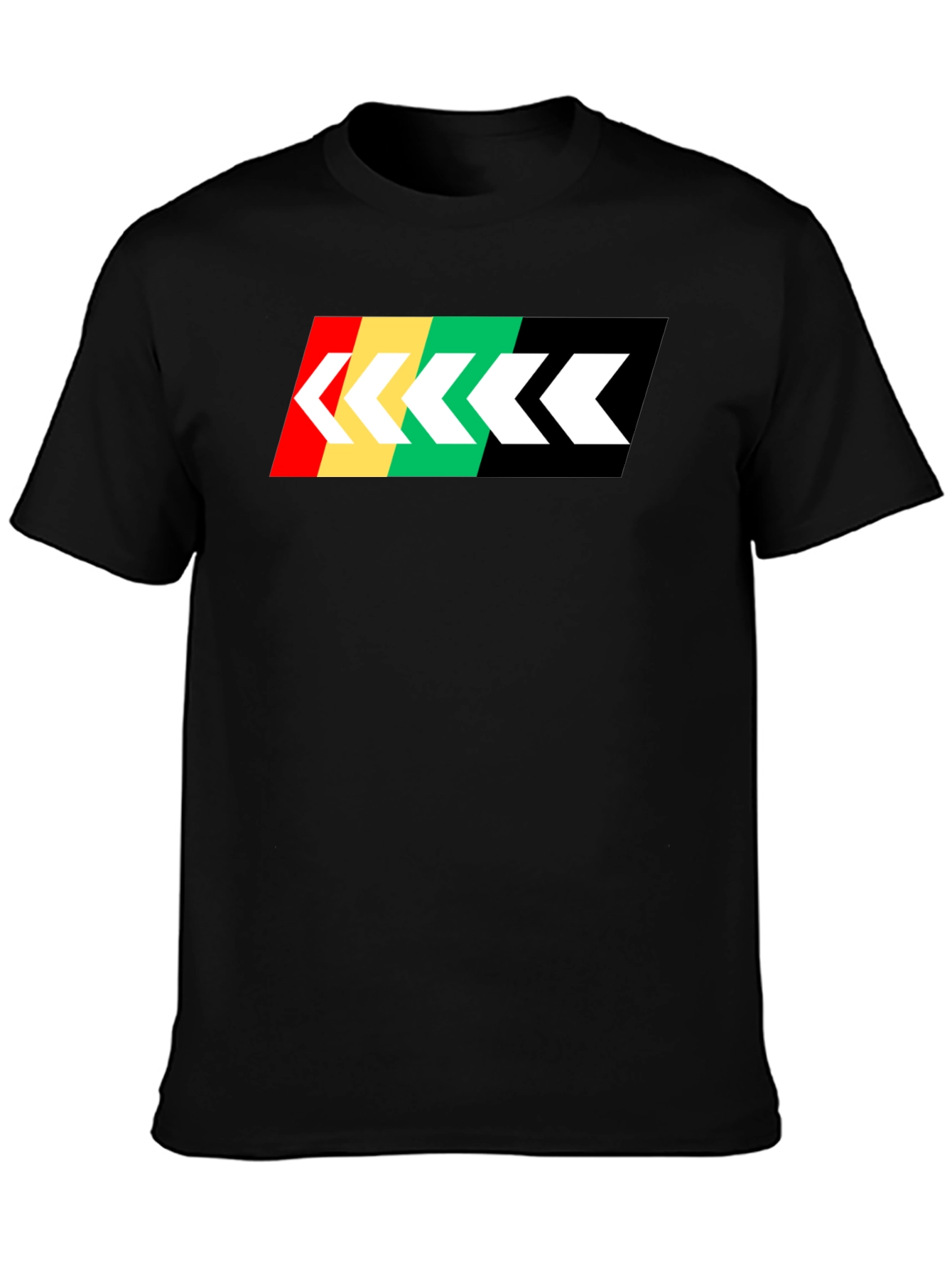Retro Stripe Arrow Graphic Tee - Black Cotton T-Shirt