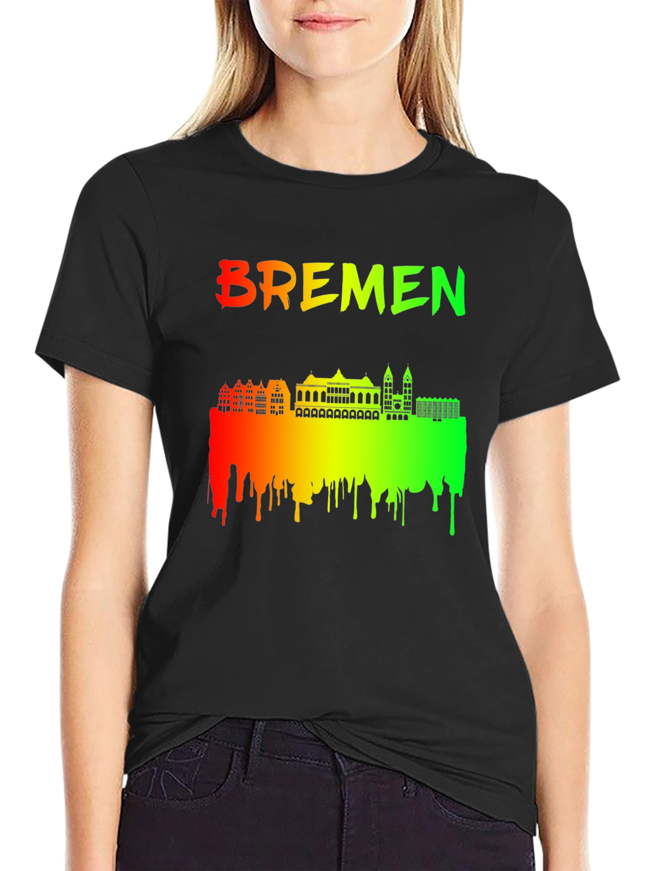 Bremen Skyline Graphic T-Shirt - Colorful Cityscape Tee