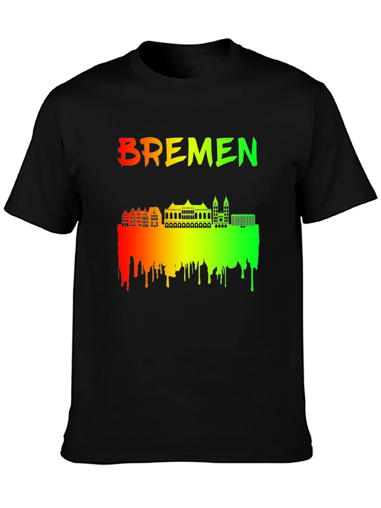 Bremen Skyline Graphic T-Shirt - Colorful Cityscape Tee
