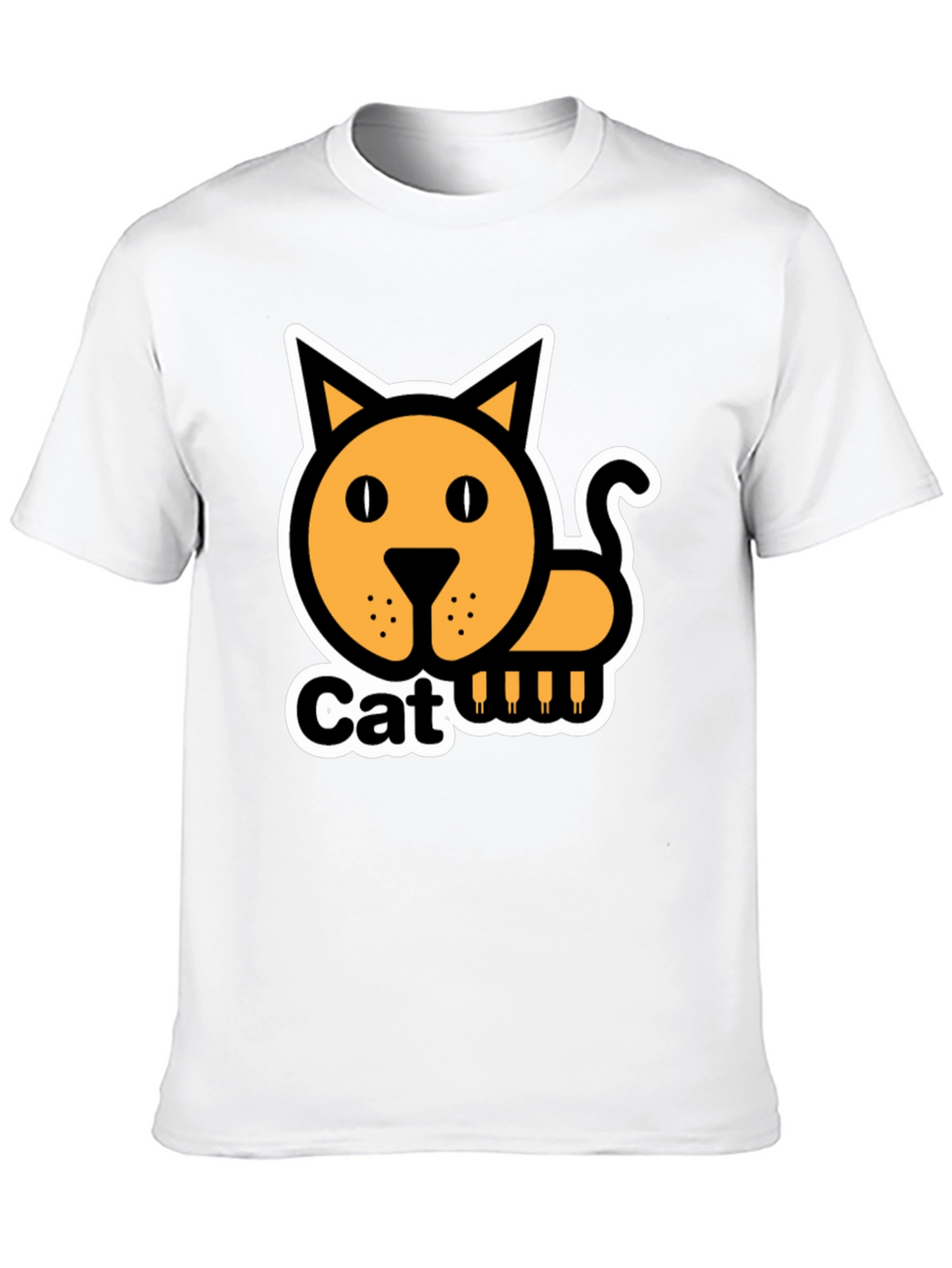 Cat Graphic T-Shirt - Black Cotton Tee