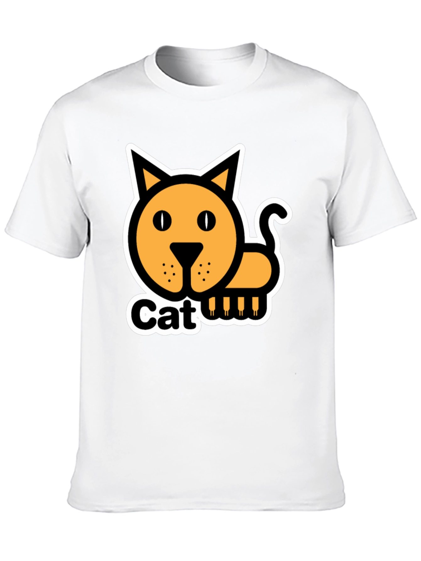 Cat Graphic T-Shirt - Black Cotton Tee