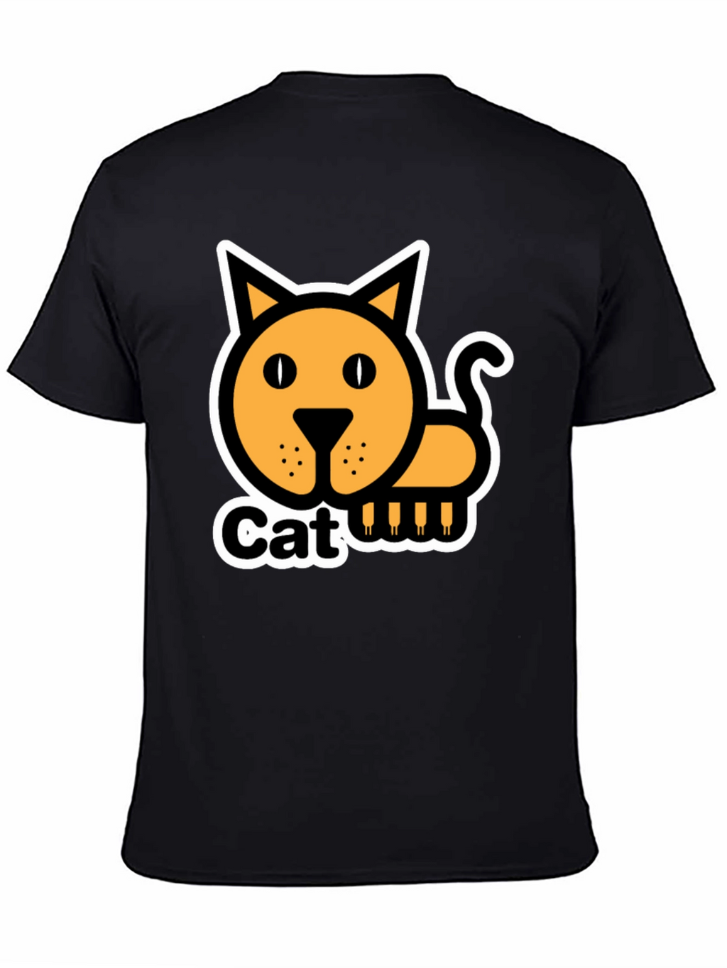 Cat Graphic T-Shirt - Black Cotton Tee