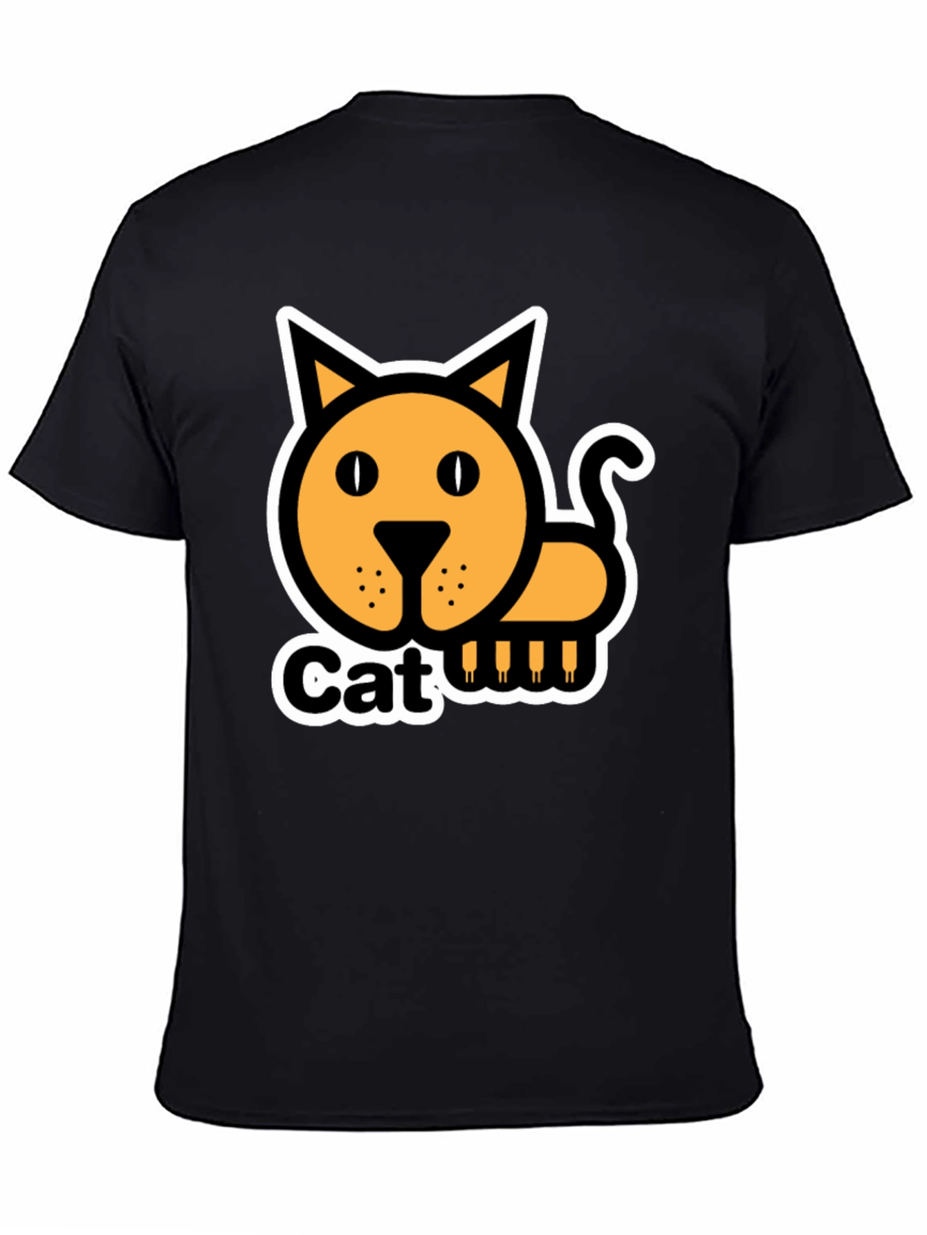 Cat Graphic T-Shirt - Black Cotton Tee