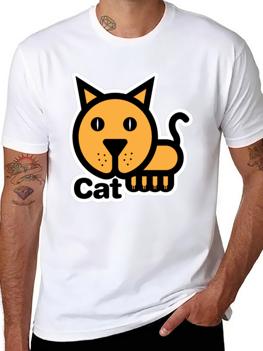 Cat Graphic T-Shirt - Black Cotton Tee