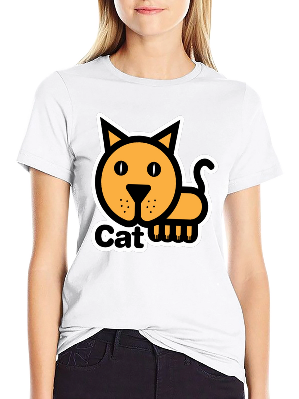 Cat Graphic T-Shirt - Black Cotton Tee