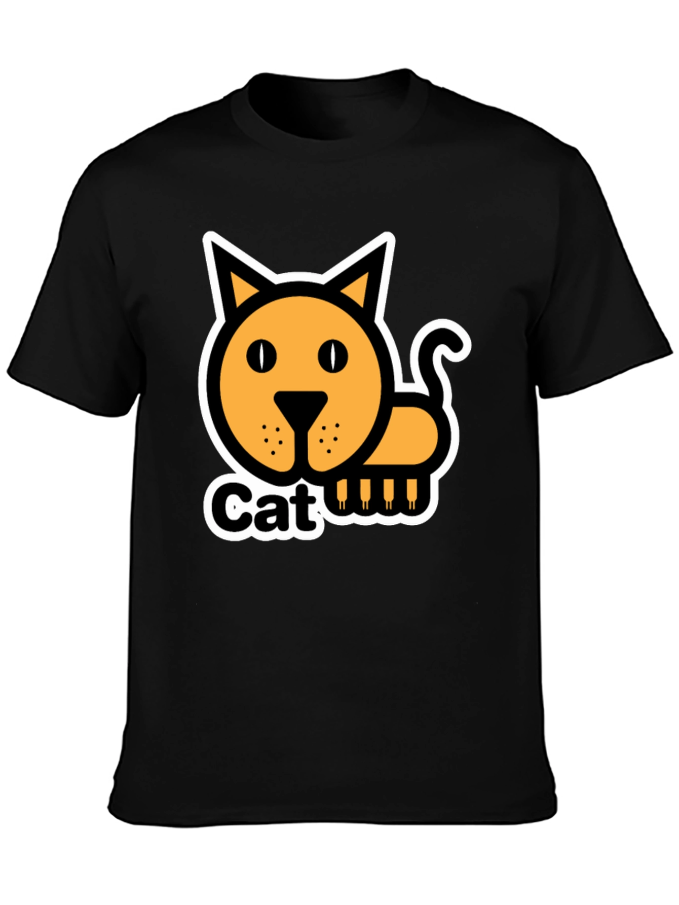 Cat Graphic T-Shirt - Black Cotton Tee