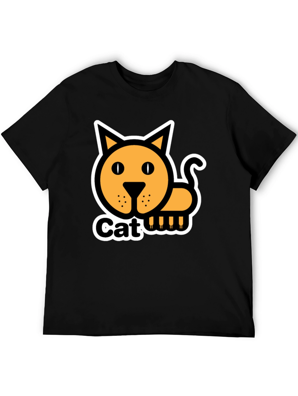 Cat Graphic T-Shirt - Black Cotton Tee