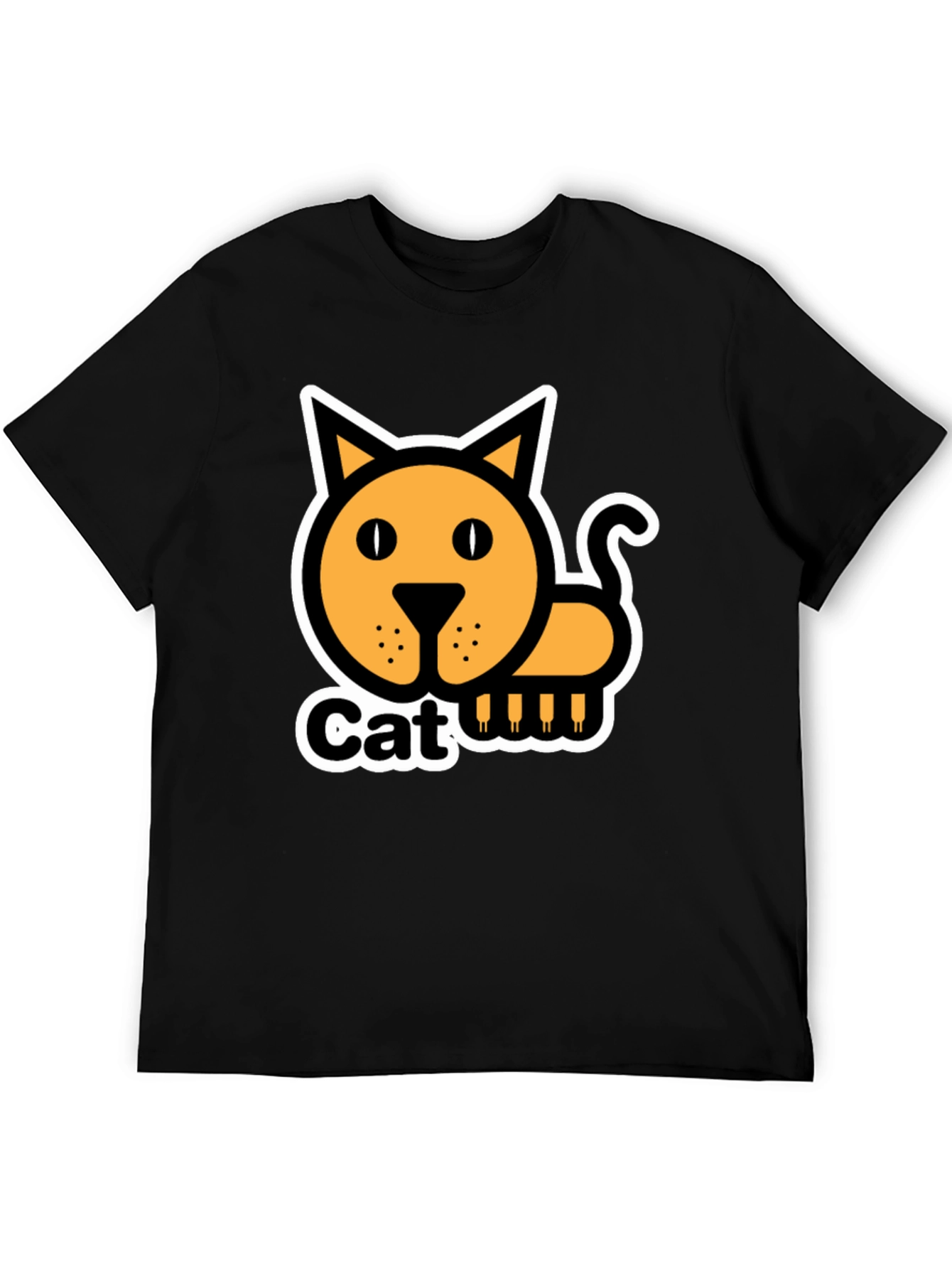 Cat Graphic T-Shirt - Black Cotton Tee