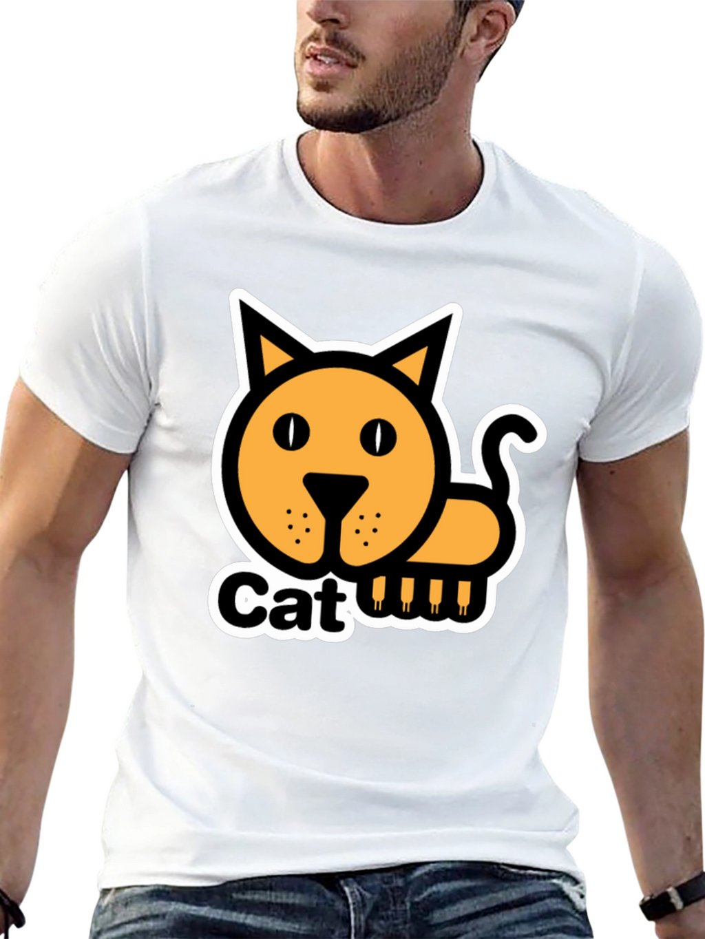 Cat Graphic T-Shirt - Black Cotton Tee