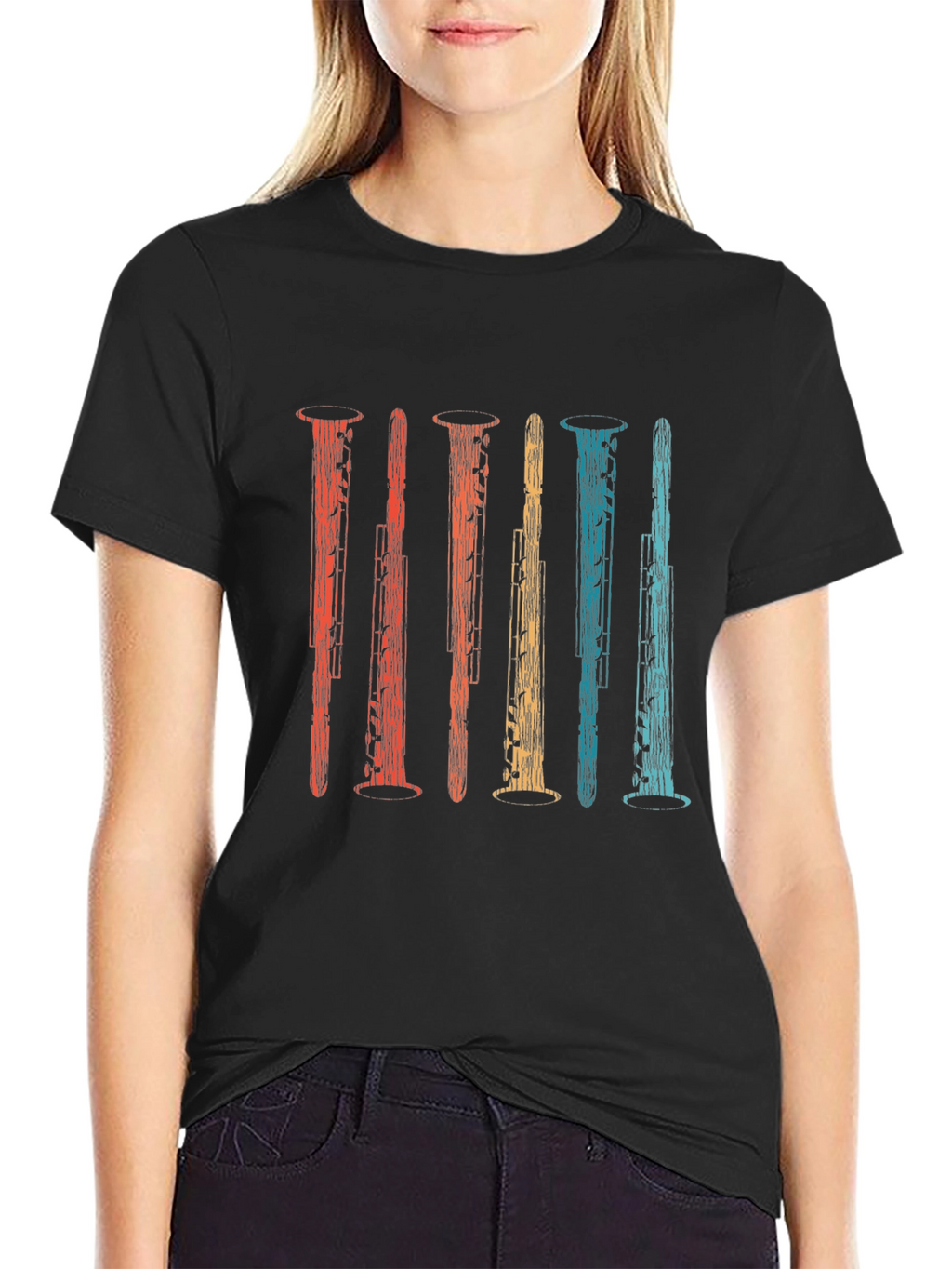 Retro Oboe Instrument Graphic T-Shirt