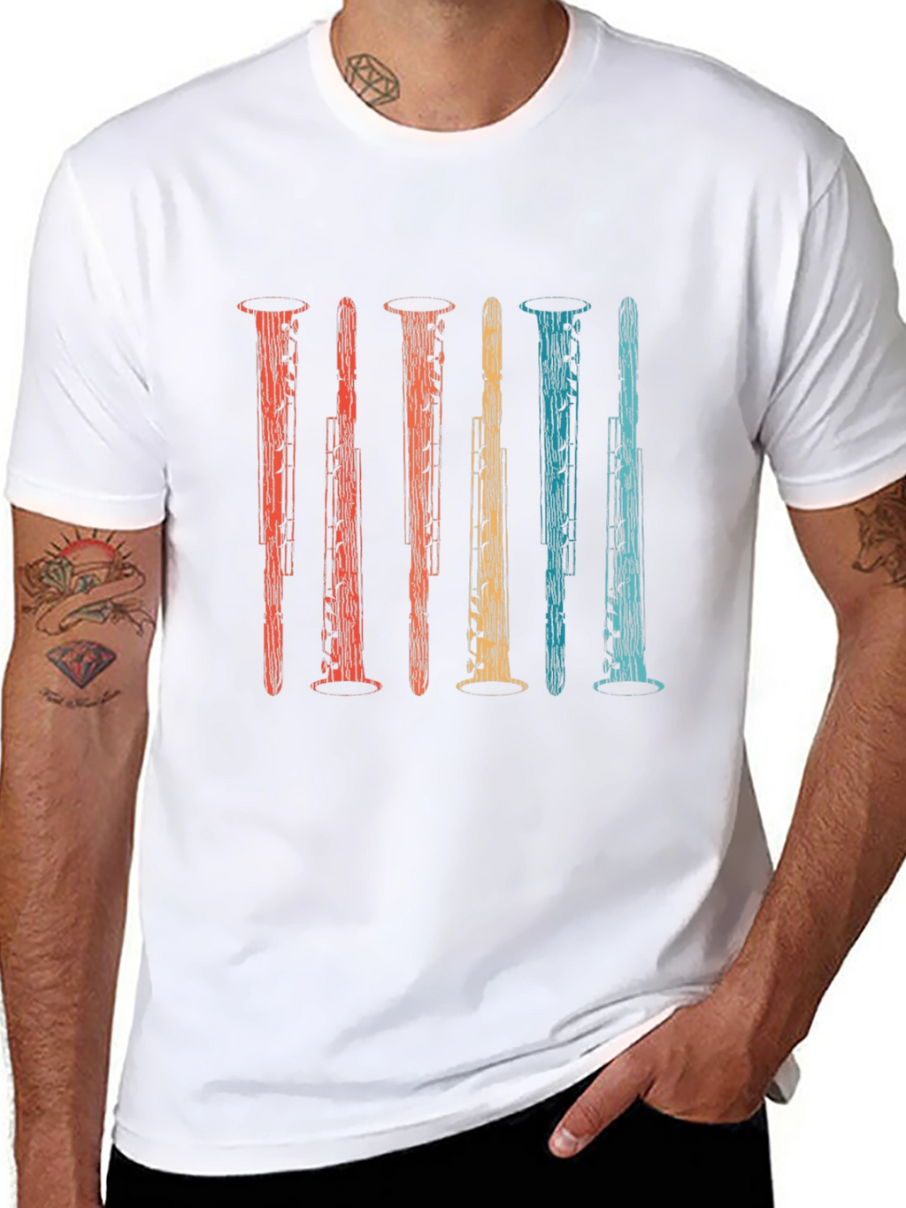 Retro Oboe Instrument Graphic T-Shirt