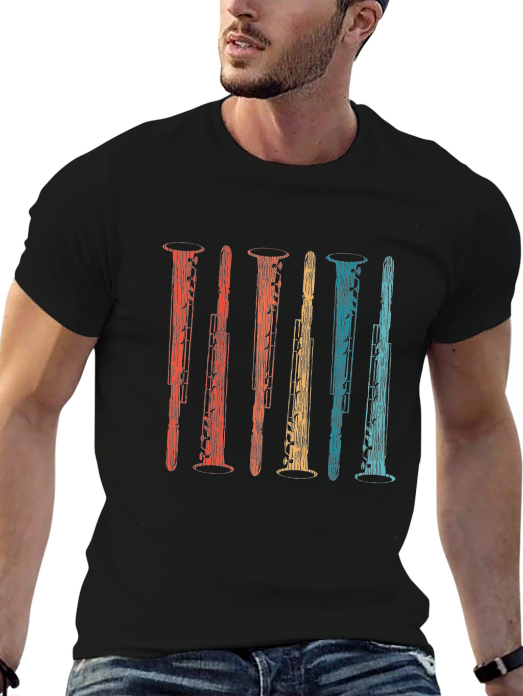 Retro Oboe Instrument Graphic T-Shirt