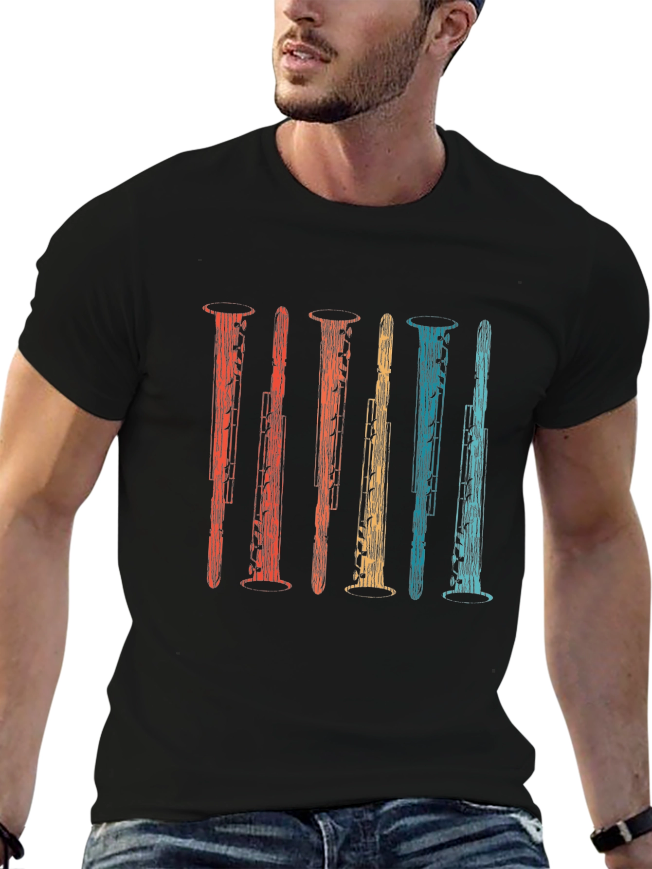 Retro Oboe Instrument Graphic T-Shirt