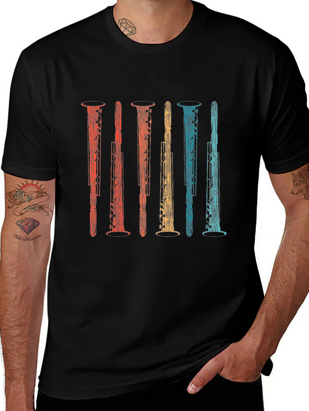 Retro Oboe Instrument Graphic T-Shirt