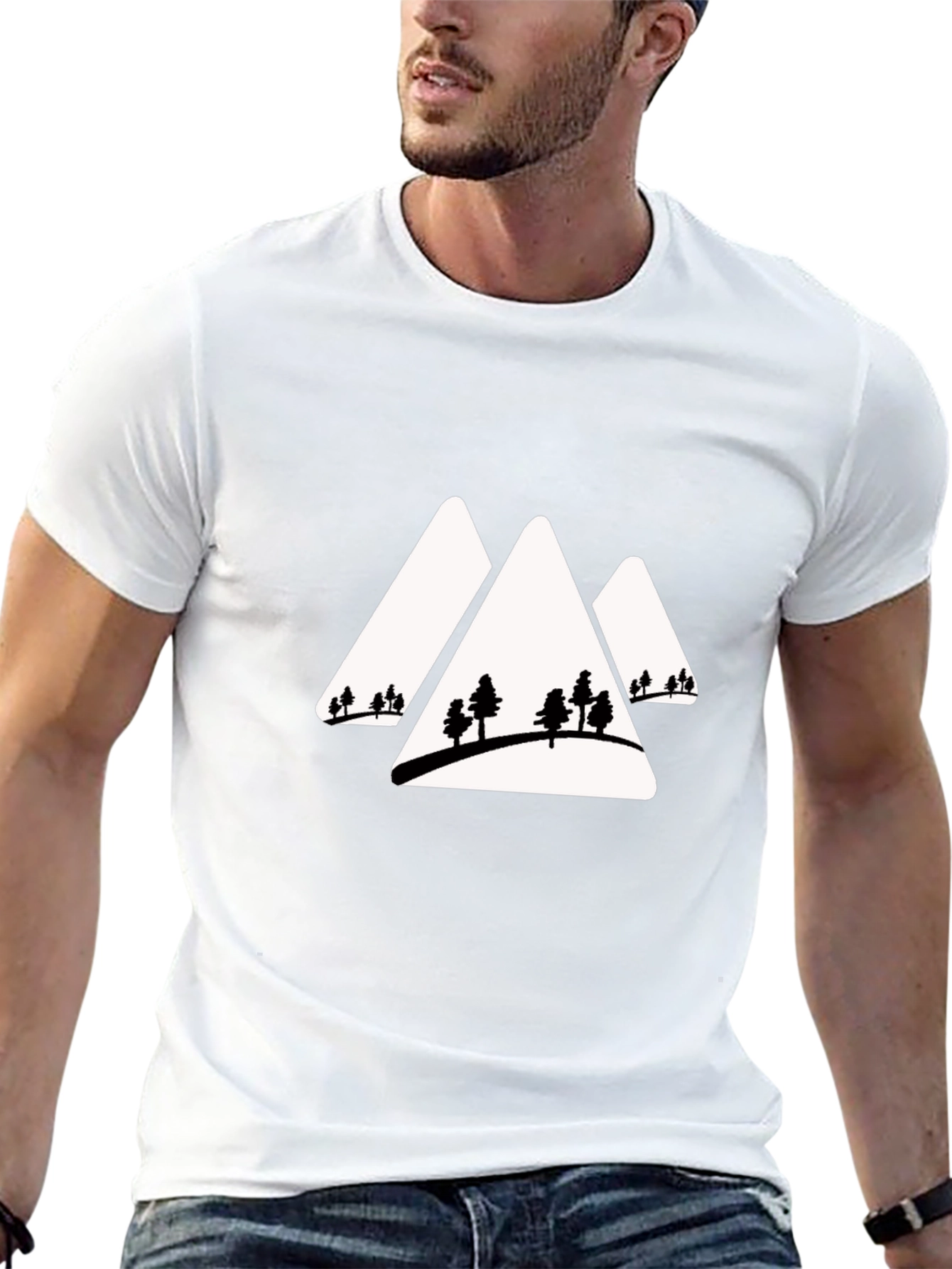 Mountain Peaks & Trees Graphic Tee - Black