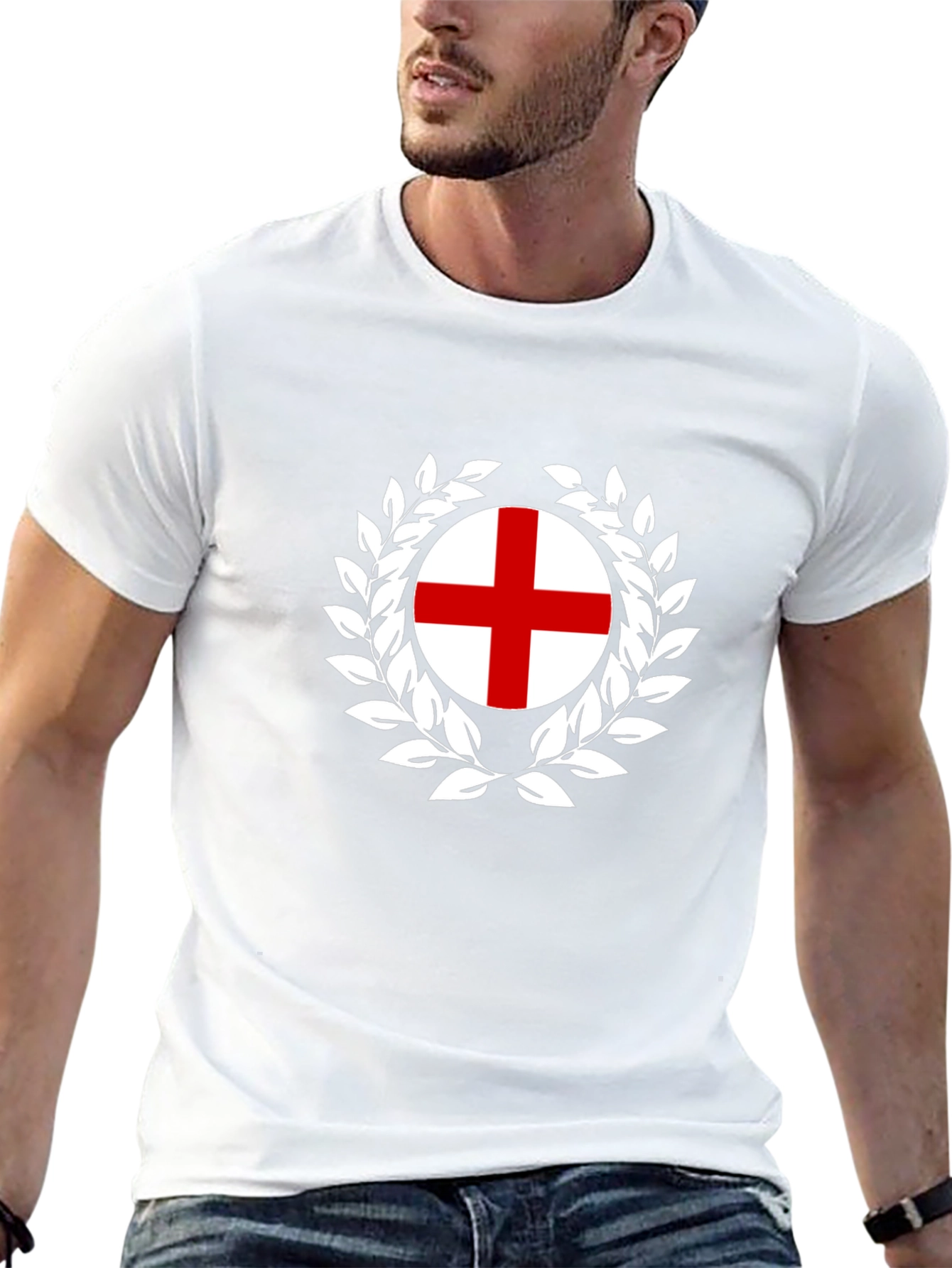 England Flag T-Shirt - Wreath Design