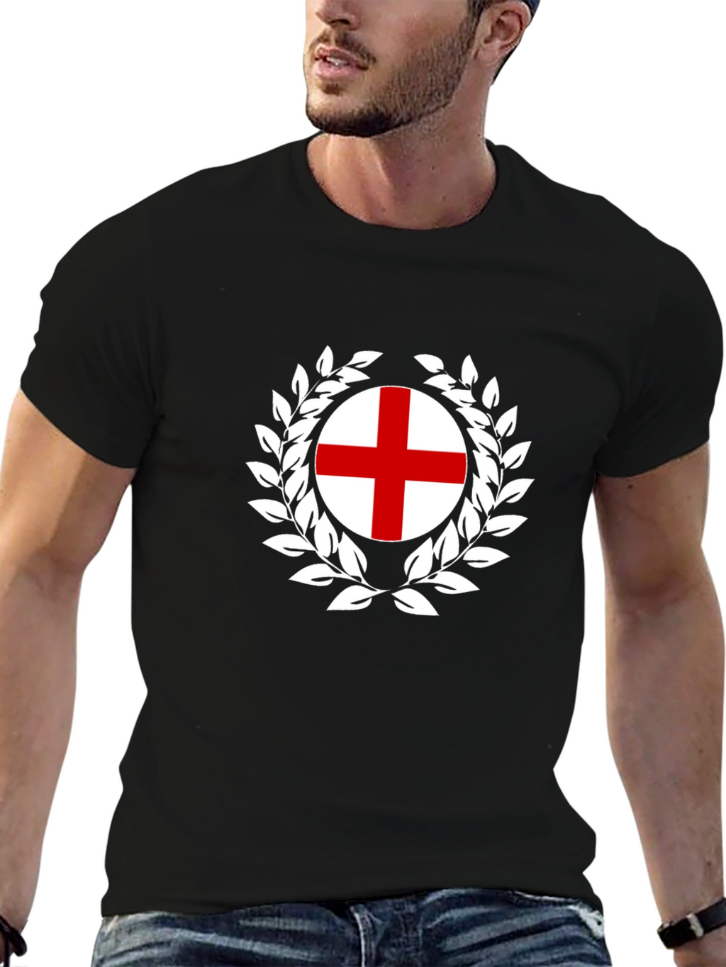 England Flag T-Shirt - Wreath Design