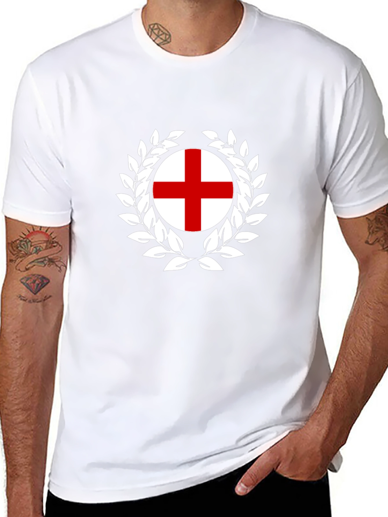 England Flag T-Shirt - Wreath Design