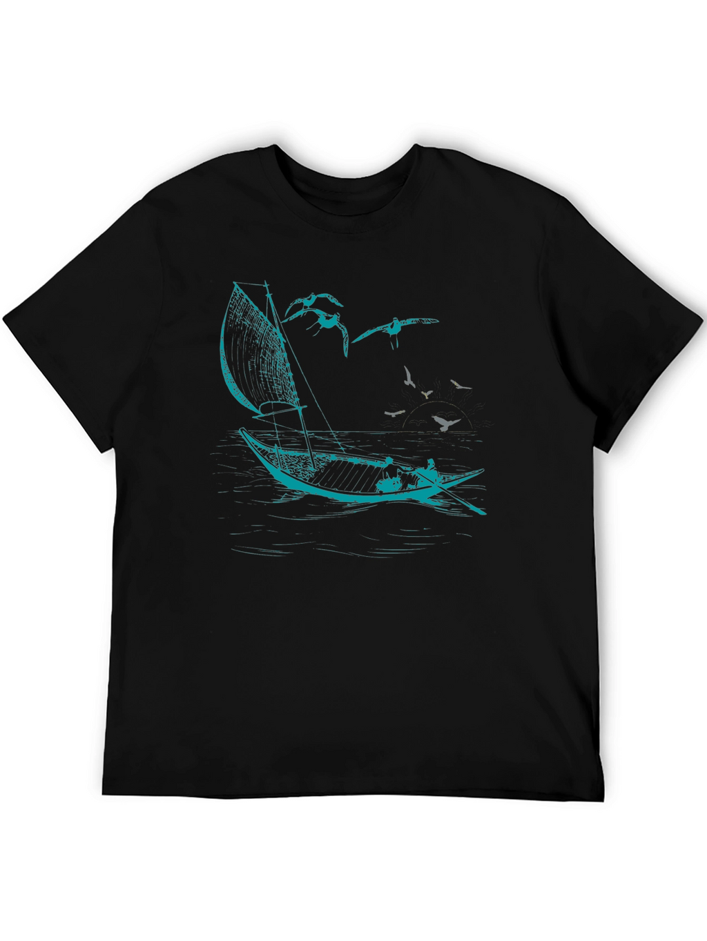 Nautical Sailboat T-Shirt - Black