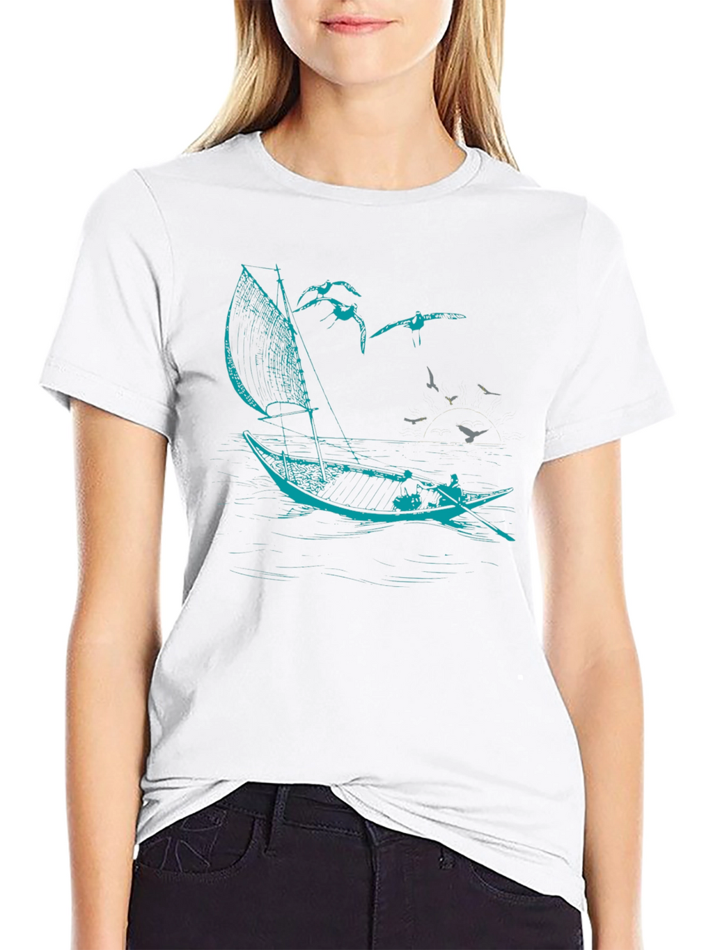 Nautical Sailboat T-Shirt - Black