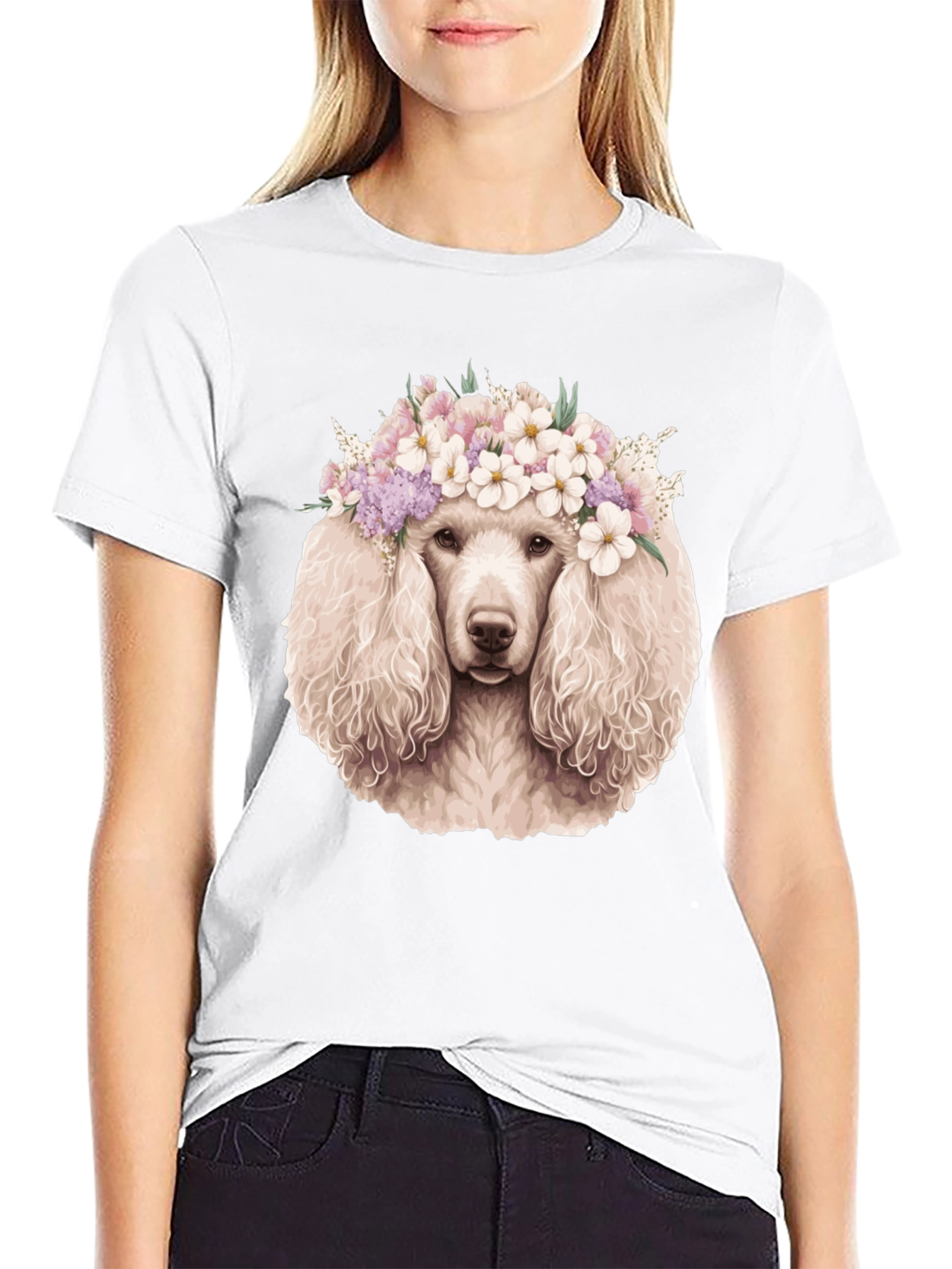 Poodle Flower Crown Graphic Tee
