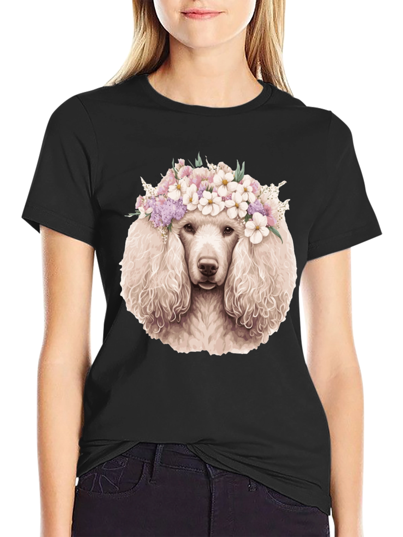 Poodle Flower Crown Graphic Tee