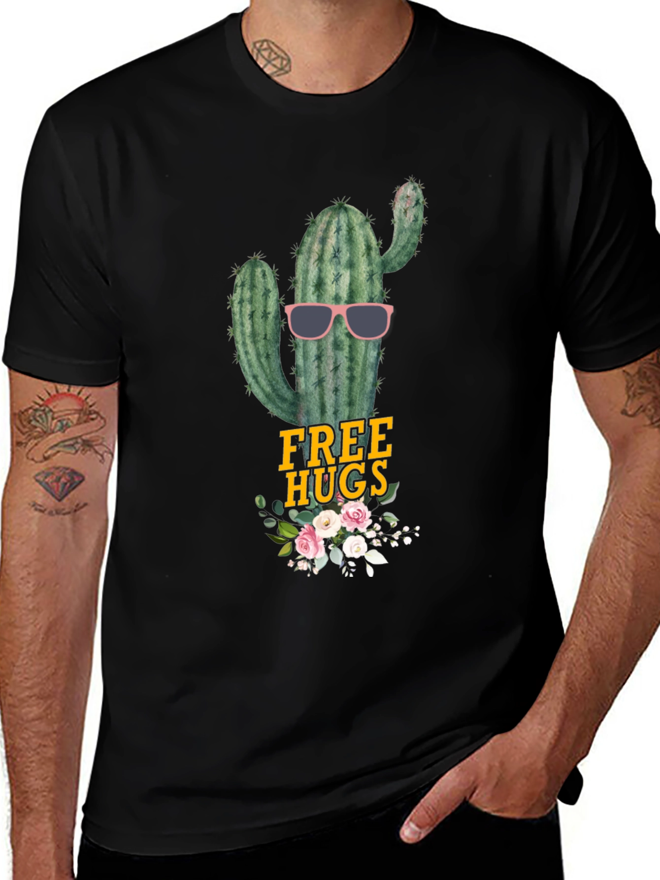Cactus Free Hugs Graphic Tee - Funny Novelty Shirt