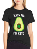 Kiss Me Im Keto T-Shirt - Avocado Clover Design