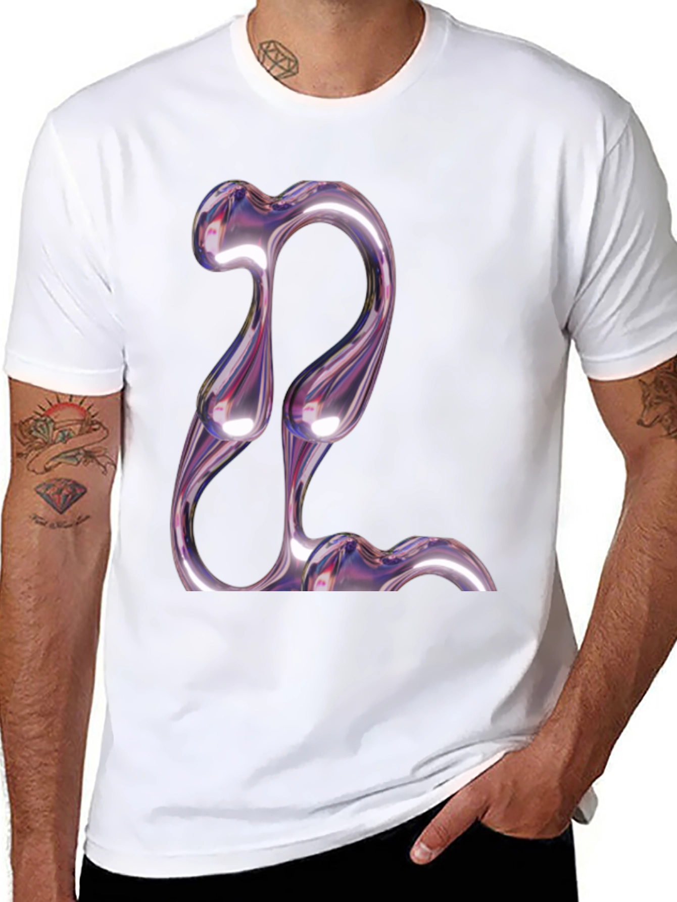 Abstract Chrome Graphic Tee - Modern Style