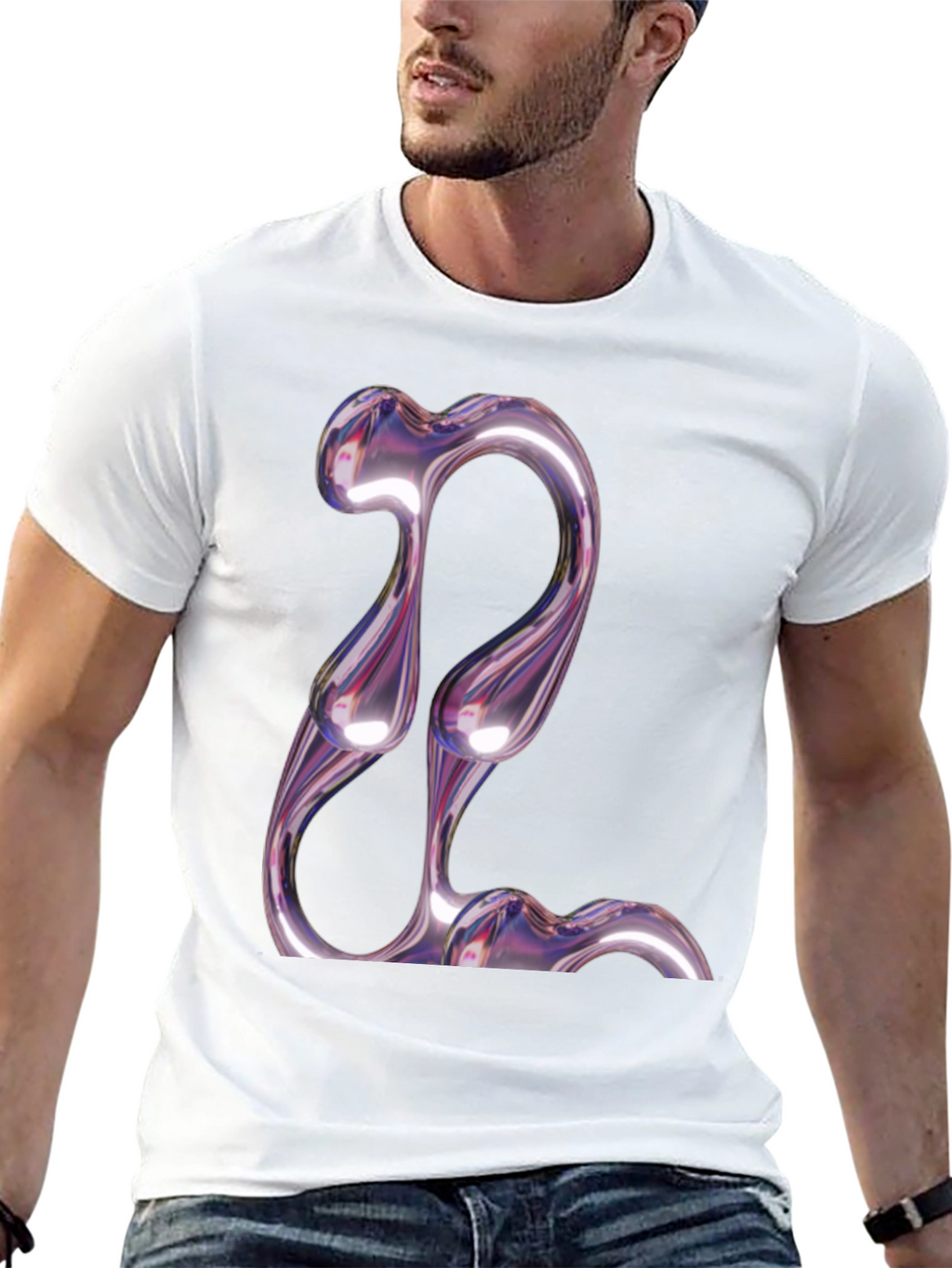 Abstract Chrome Graphic Tee - Modern Style