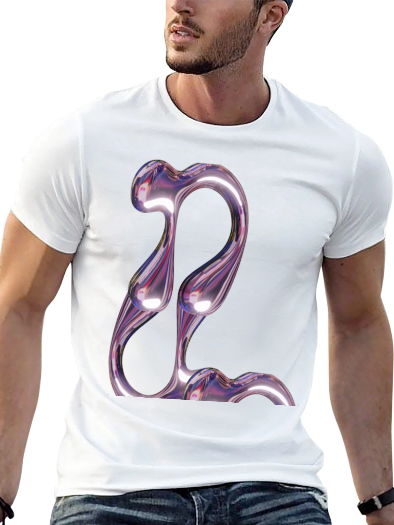 Abstract Chrome Graphic Tee - Modern Style