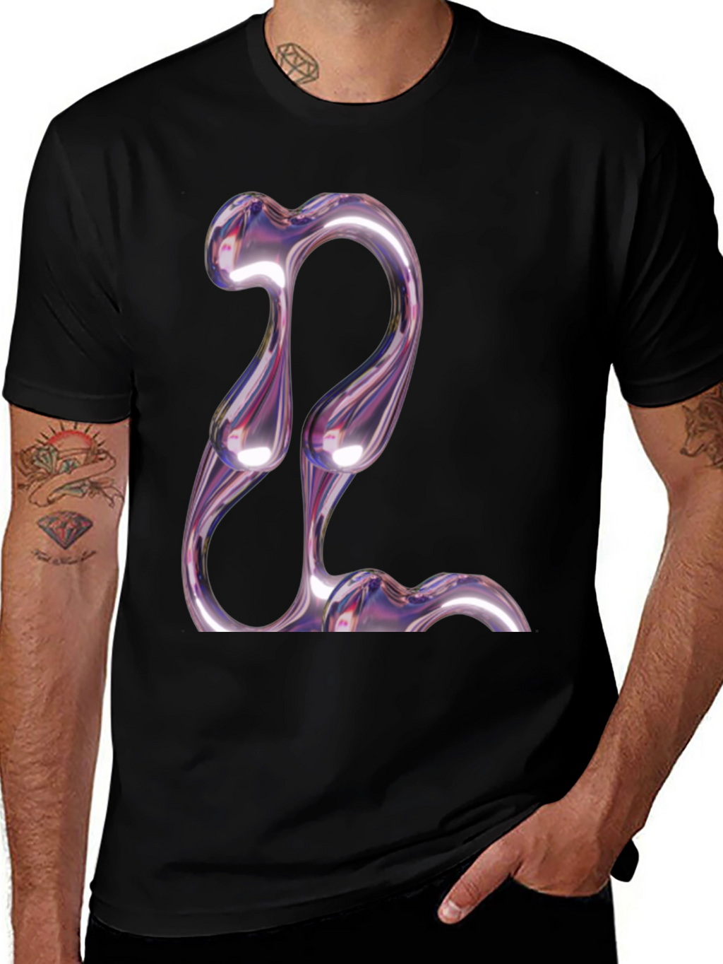 Abstract Chrome Graphic Tee - Modern Style